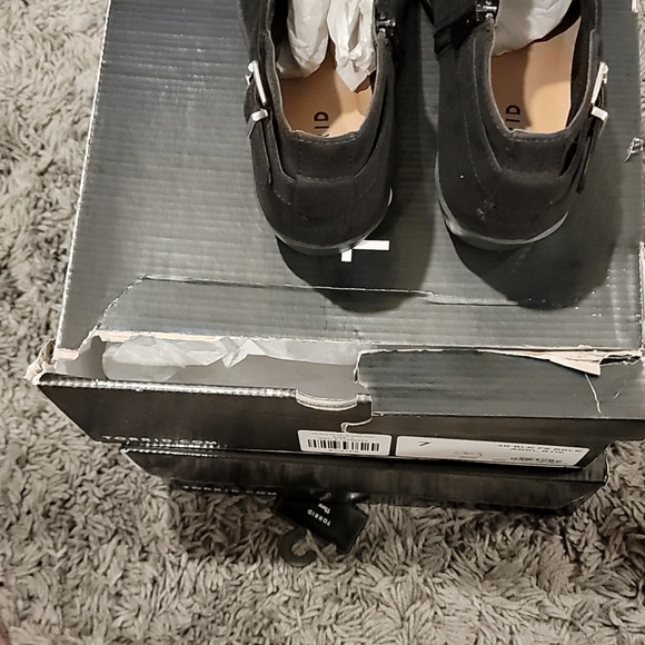 BLACK FAUX SUEDE BUCKLE ANKLE BOOT (WW) - Picture 10 of 10